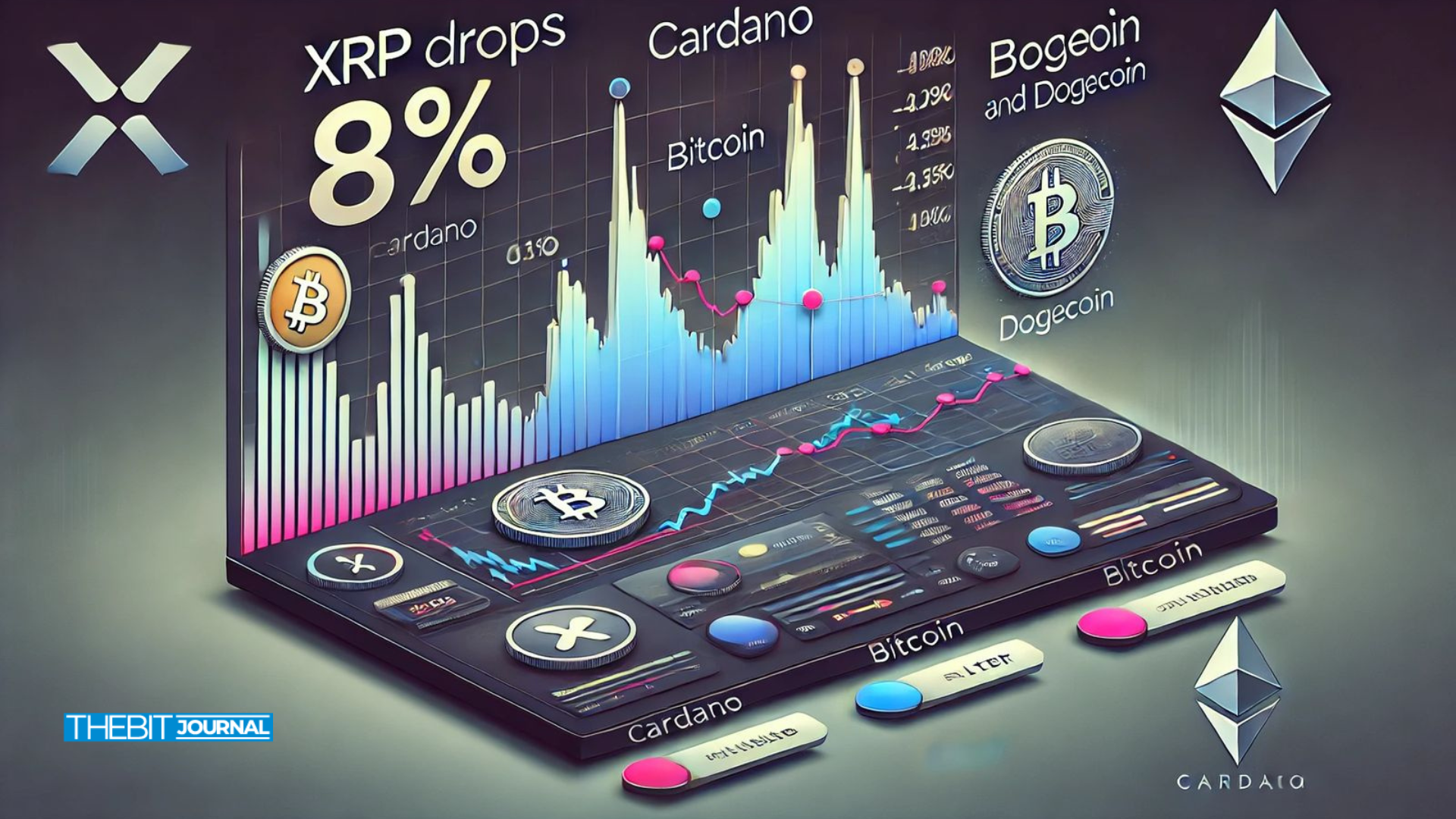 XRP se débat avec Cardano, Bitcoin et Dogecoin sur les marchés baisés, XRP baisse de 8%