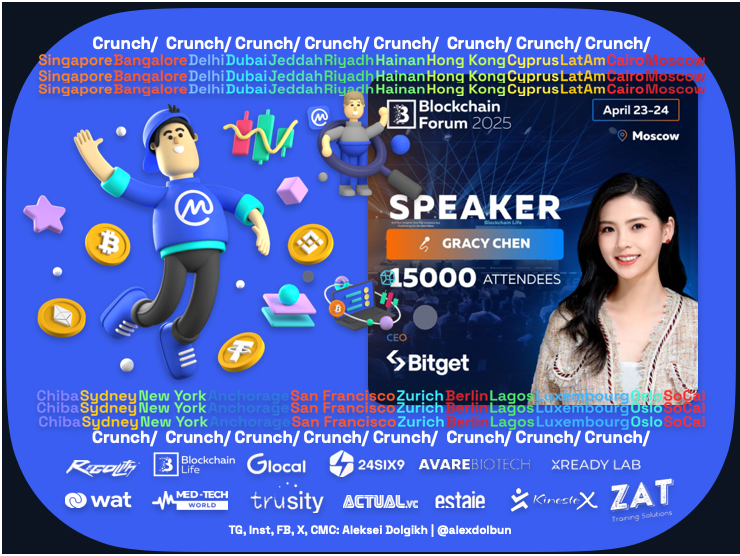 Bitget Exchange Cracy Chen, Blockhain Forum, écrit par Sergei Khitrov | Aleksei Dolgikh par Blockchain Life 2025, équipe à Dubaï, Moscou, Russie