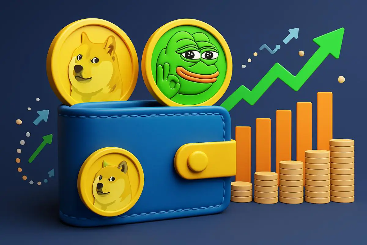 Top -Meme -Münz -Brieftasche akkumulierte Hundecoin und Pepe - Können bullische Spins gebrüht werden?