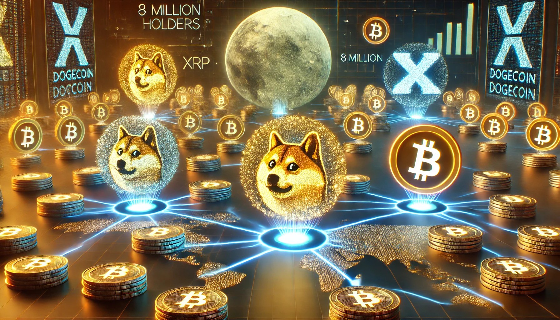 オンチェーンデータは、Dogecoinユーザーベースが最近800万人近くに成長したことを示しています。 XRPやビットコインのような他の主要資産の比較を次に示します。